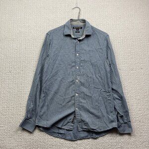 Michael Kors Dress Shirt Mens S Blue / White Gingham Check Collared Button Down